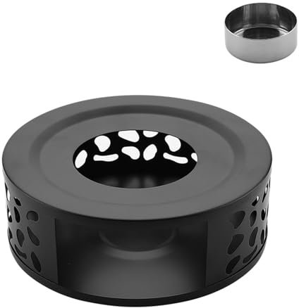 ARTGHJL Stövchen für Teekanne,Stövchen Teewärmer,Teelicht Warmhalter,Kaffeewärmer aus Edelstahl,Stövchen aus Edelstahl mit Teelichthalter,zum Erhitzen von Tee Milch Kaffee Heißen Getränken (Schwarz)
