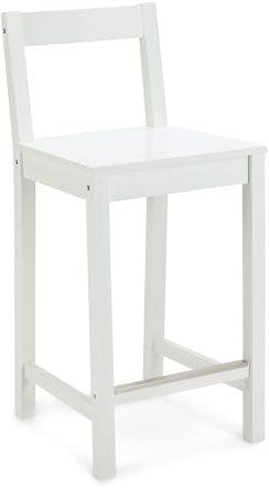 Amazon Basics Küchenhocker aus Holz, Barhocker mit Rückenlehne, Esszimmerstuhl, einfache Montage, modern, 1 Stück, 88 cm hoch, Weiß