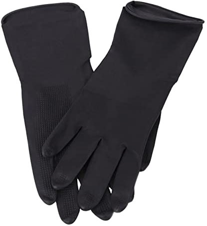 SEWOART Hair Dye Gloves Non-slip Waterproof Latex Gloves for Hair Coloring and Shampoo 5 Pairs Size l for Men and Women