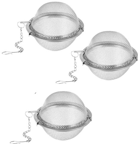 3 Stainless Steel Mesh Tea Ball Infuser Set - Premium Tea Strainers for Loose Leaf Tea - Durable and Easy-to-Clean Infuser Balls with Extended Chain Hook - Perfect for Tea, Spices, and Herbs