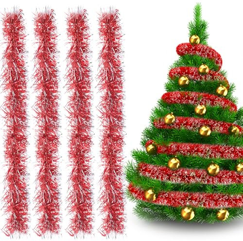 Ghirlanda Albero di Natale, 10m Festoni Natalizi, Orpelli Ghirlande Natalizie, Festone Albero di Natalizio, Ghirlanda Addobbi Natalizi Albero di Natale Decorazioni Casa Interno Esterni