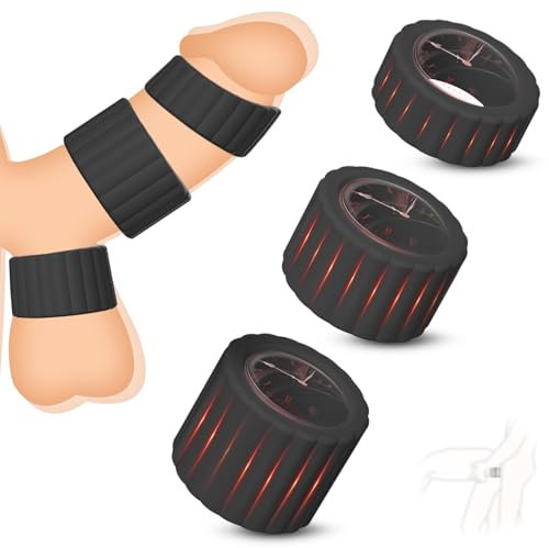 BDSMLOVE Set de 3 Anneaux Péniens, Anneaux de Pénis pour Homme, Cockrings Anneau Penien Jouet pour Améliorer les Performances Sexuelles (Noir)