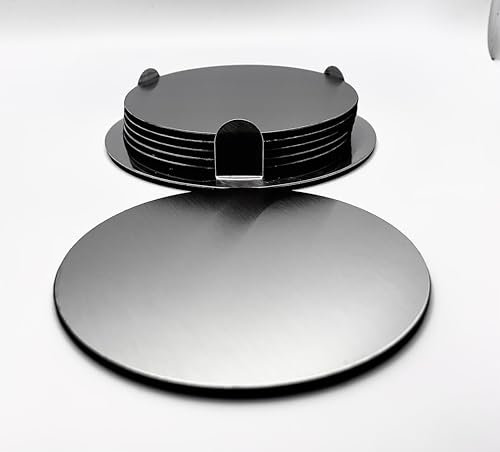 LoNesito® Sottobicchiere in Argento Effetto Opaco - Set 7 Pezzi con Supporto - Decorazione Tavolo Sottopentola