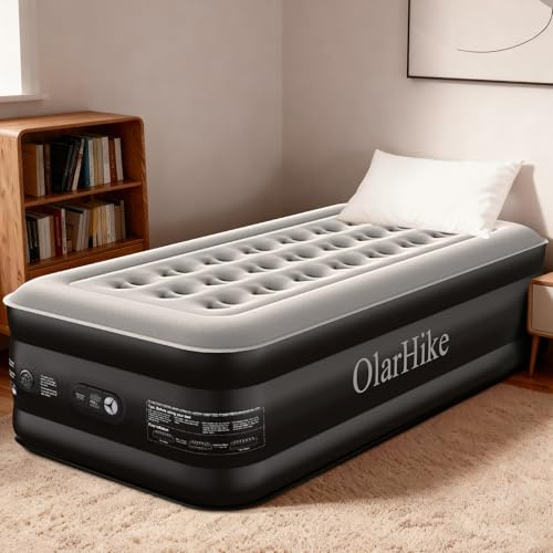 OlarHike 50cm High Single Airbed, Inflatable Air Mattress, 90 x 200 x 50cm | Comfort Height Air Bed, 2 Mins Inflation, 10% Thicker PVC, Carry Bag, Advanced Coil-Beam Support, Waterproof, Portable Bed