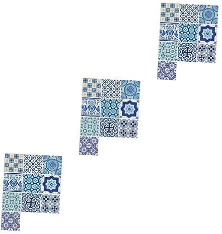 Operitacx 30 Piezas Pegatinas de Azulejos Autoadhesivas de Porcelana Azul y Blanca de Impermeables y Antideslizantes para Decoración de Cocina y Baño