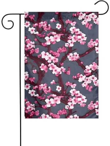 WHJSHOP Drapeau de jardin en fleur de prunier 30,5 x 45,7 cm pour décoration de cour avec une largeur de poteau de 3 cm (drapeau uniquement, mât non inclus)