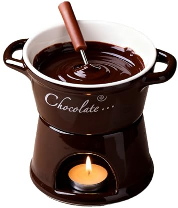 Yabauuop Chokladfondue choklad fondue keramik choklad fondue med gafflar, lämplig för ost, choklad, smör och karamell