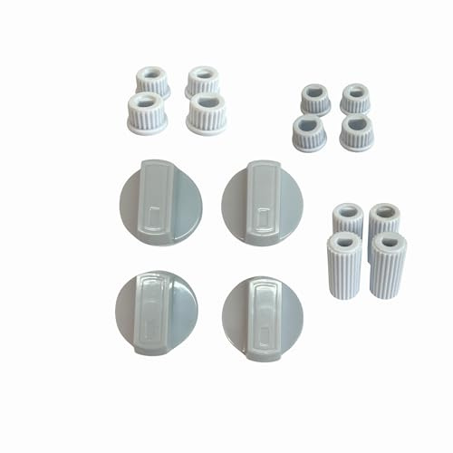 Ricambi Universali per Cucina – Kit 4 Manopole per Piano Cottura Elettrico e Gas e Forno – Con Adattatori 6-7-8 mm – Colore Bianco
