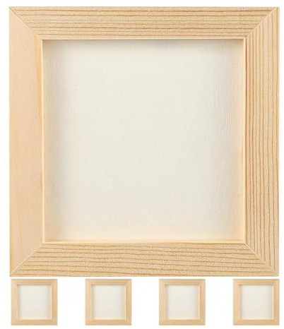Amosfun Set 5 Pezzi Cornici Vuote in Legno per Pittura in Argilla, Resistenti e Facili da Riempire, per Lavoretti DIY Ragazzo Ragazza in Khaki Semplice ed Elegante