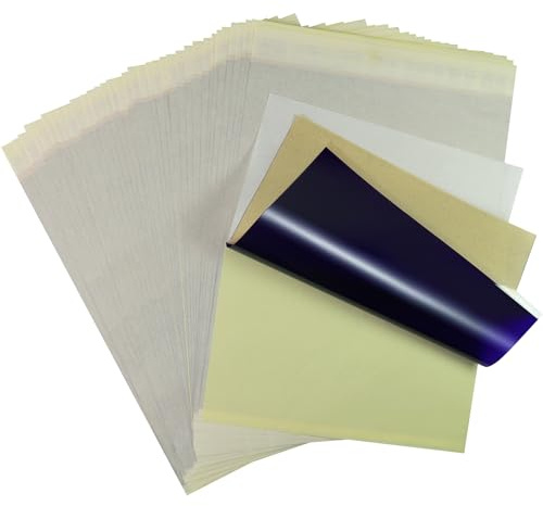 54 pcs Tattoo Transfer Paper 4 Layers Tracing Paper A4 Size Tattoo Stencil Paper DIY Carbon Copy Paper for Tracing, Tattoo Stencils, Premium Tattoo Supplies, Carbon Tracing Sheets for Tattooing