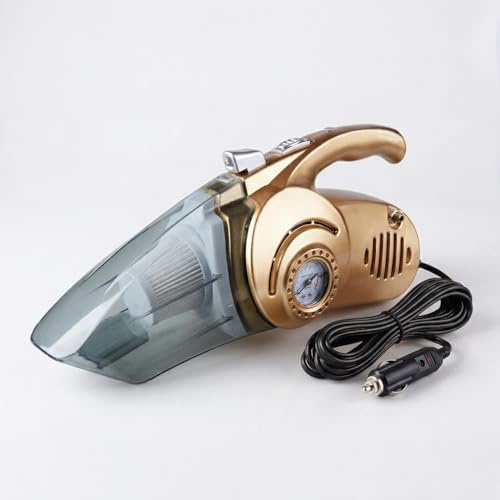 FENIX HOME Aspirapolvere Auto 2 in 1 con Compressore Gonfia Gomme 12V – Aspiratore Portatile per Auto con Manometro Integrato, Alimentazione Accendisigari, Ugelli Inclusi