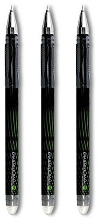 3 Erasable Rollerball Pens 0.5mm Black Ink
