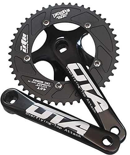 GANOPPER Single Speed Crankset 48T Fixed Gear Bike Crank Arm Set 130 BCD 170mm Fixie Bike Parts (Black)