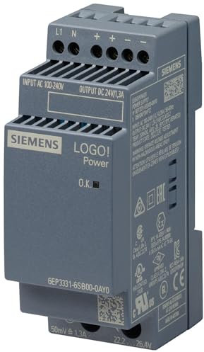 6EP3331-6SB00-0AY0 | SIEMENS LOGO! POWER POWER SUPPLY UNIT, 100-240VAC INPUT, 24VDC OUTPUT, 1.3A