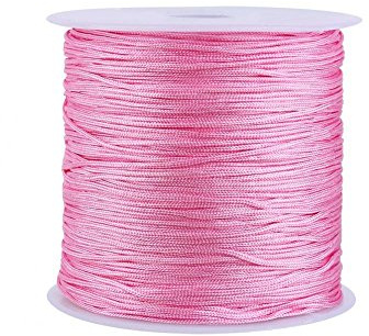 Nylonsnöre, Haofy 100 m x 0,8 mm nylonsladd pärlstring, makramétrådkabel för gör-det-själv-hantverk gör armband/halsband/rattail, nylontråd satinsnöre för smyckestillverkning, rosa