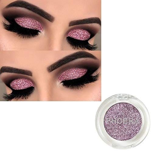 AQUAPURITY PHOERA GLITTER EYESHADOW PRESSED PIGMENT SHIMMER METALLIC EYE SHADOW EYE FACE BODY PALETTE SPARKLY MAKEUP (104 PINK)