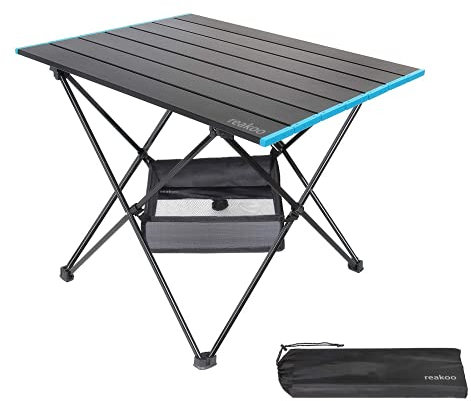 reakoo Campingtisch Klappbar, Ultraleicht, Kompakt, Klapptisch Camping Tisch Faltbar, Tragbar Aluminium mit Tasche für Outdoor, Strand, Grillen, Picknick, Festival