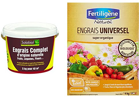 Solabiol SOCOMP5 Engrais Complet - Fruits, Légumes, Fleurs | Seau 5 Kg Utilisable en Agriculture Biologique & Naturen Engrais Universel 4 kg