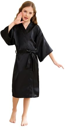 CuteOn Barn Flickor Kimono Satin Silke Soft Blossom Peacock Night Badrockar för barn bröllopsklänning