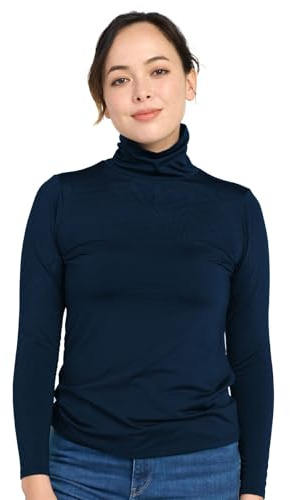 LAPASA Dampolotröja termoundertröja, insida av fleece, termiska underkläder, långärmad termoskjorta, funktionella underkläder, topp (L88 varm/L90 värmare), Marin (varm), S