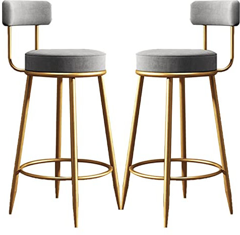 Barhocker Essstuhlschalter Barhocker Velvet Gold Stuhl Legs Creative Fashion Bar Wohnzimmer Hochhocker für Nagelkosmetikgeschäft (Grau, 65 cm)
