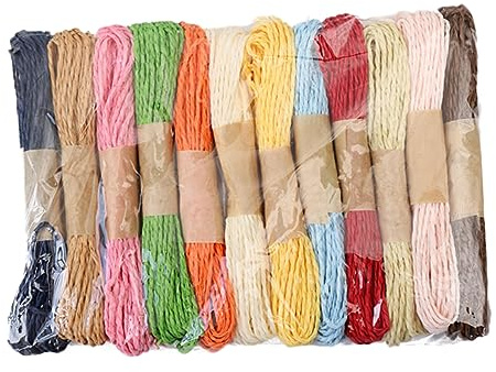 Anneome 12 Pezzi di Corda in Carta Colorata da 10m, Filo Intrecciato per Artigianato e Decorazioni, Materiale Carta Resistente per Lavori Fai da Te e Arte Floreale