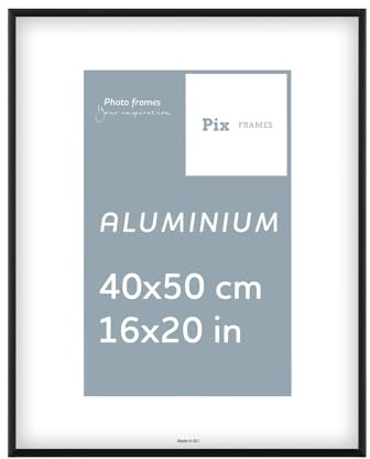 Pix FRAMES Cornice Foto - 40x50 cm - Portafoto da Parete in Alluminio - Elegante Cornici da Parete - Porta Foto da Muro - Leggera Quadretti da Parete - Moderno Portafoto - Nero