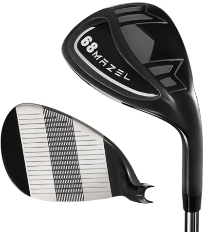 MAZEL Golf Lob Wedge 68,70,72 gradi 89,7 cm mano destra, CNC fresato faccia sabbia cuneo, Picthing Wedge (nero, 68 gradi)
