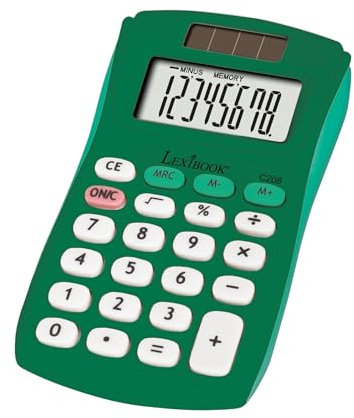 Lexibook - Taschenrechner FRUITIES®, 8 Ziffern, 4 Operationen, Grund- und erweiterte Funktionen, Solar- und Batteriebetrieb, Grün, C208B