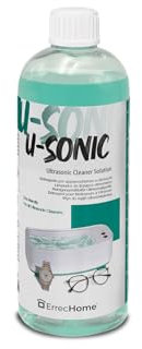 ErrecHome U-Sonic, Detergente Concentrato per Apparecchiature a Ultrasuoni per Pulizia intensiva e delicata Gioielli, Occhiali, Apparecchi Ortodontici, Piccoli Accessori, Componenti Meccanici, 1 L