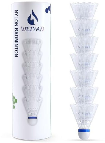 flintronic Badmintonbälle, 6 Pcs Nylon Federbälle, Badminton Bälle mit Hoher Stabilität und Haltbarkeit, Fachmann Federbälle für Indoor und Outdoor Training, Freizeit, Sport (Weiß)