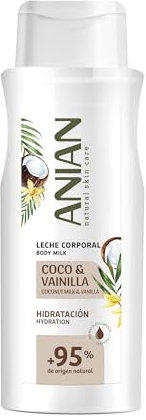 ANIAN - Latte Corporale Cocco e Vaniglia, 500 ml, con Burro di Karité e Allantoina, Nutre e Idratare senza Sensazione Grassa, Aroma Dolce, Pelle Morbida e Tersa, +95% Ingredienti di Origine Naturale