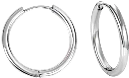 DVRK® 2 Pendientes Aro Hombre 15 mm Resistentes al Agua y al Sudor - Pendientes Hombre Aro con Base de Acero Inoxidable 316 y Acabado Oro 18k o Plata - Aretes - Unisex