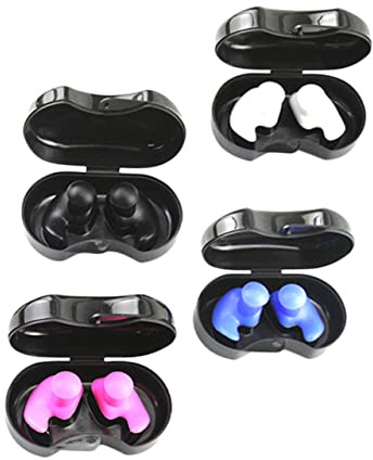 IWOWHERO 4pares Tapones De Silicona Impermeables Para Nadar Reutilizables y Ajustables Para Niño Niña y Adultos