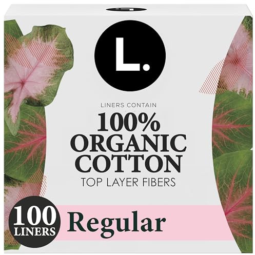 L. Ultra Thin Liners for Women, Regular Coverage, Organic Cotton Top Layer, Unscented Pantiliners, 100 Count