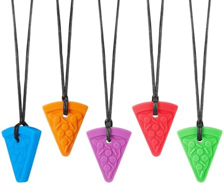 RUIOMII 5 Stück Silikon Kaukette für Kinder Adhs, Pizzeria BeißKette Kinder Adhs, Beißkette