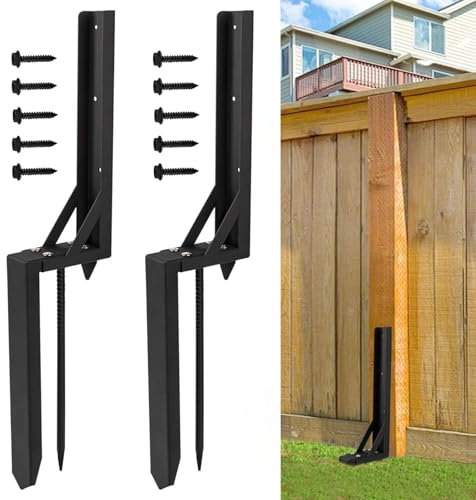 Lot de 2 supports de poteau à enfoncer pour poteaux de clôture, douilles à enfoncer au sol, manchons pour poteaux, abris de jardin
