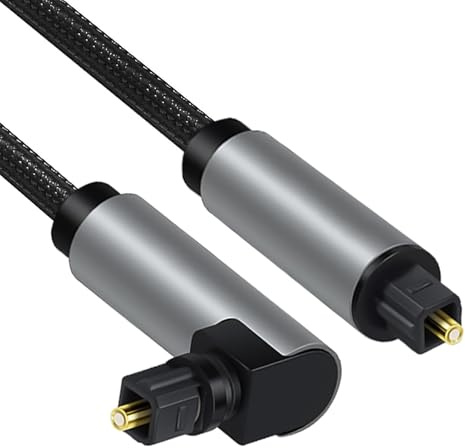 Ksywydu 90 Degree Optical Cable, 360 Degree Rotatable Optical Audio Cable, Right Angle Digital with Gold Plated Connectors, Ideal for Soundbars TV PS4 Xbox Home Cinema Stereo System (1M)
