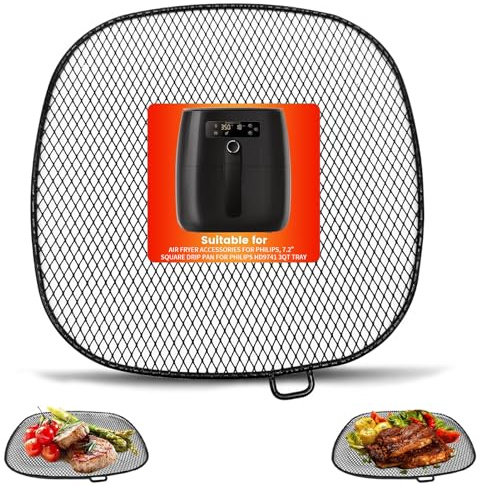 GWYXC Heißluftfritteuse Zubehör für Philips, 7,2 Zoll (18,3 cm) Quadratischer Gitterboden für Philips HD9741 3QT, Ersatzkorb-Einsatz Kompatibel mit HD9641, HD921, HD9730, Spülmaschinenfest