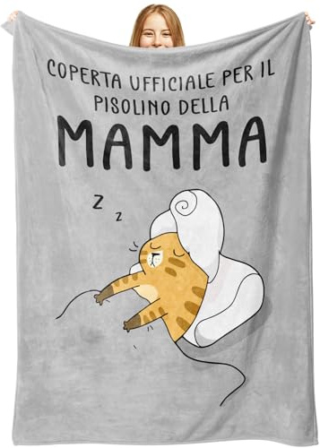 Niyewsor Regalo Mamma Natale, Regalo Mamma Compleanno, Regalo per Mamma Coperta Flanella, Festa della Mamma Regali per Mamma, 130 x 150cm（Grigio）