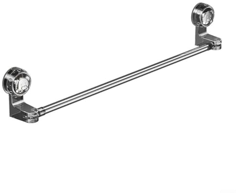 Removable Adjustable Towel Bar with Strong Suction Cups, No Drilling Wall Mounted Rail for Bathroom, Kitchen or Laundry, Extendable Stainless Steel Holder Fits(30-60cm)