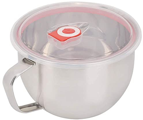 Bol en Inox, Saladier Inox Bols à Ramen Bol à Soupe avec Couvercle et Poignée pour Nouilles, Udon, Pho, Pâtes, Soupe et Salade
