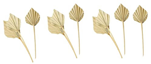 Bassulouda Lot de 10 éventails de palmier séchés de style bohème - Feuilles de palmier séchées - Doré - Palmier - Intérieur, Extérieur