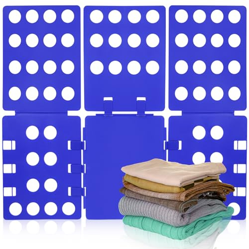 T Shirt Folder T Shirt Folding Board T Shirt Clothes Folder Laundry Organizer Durable Tool Plastic Easy and Fast Folding Board for Kid Children and Adult Plastic Folding Helper Blue