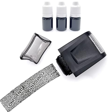 JZK Data Defender Tampon à rouleau confidentiel avec recharges d'encre, protection contre le vol d'identité, protection de la vie privée, 79008