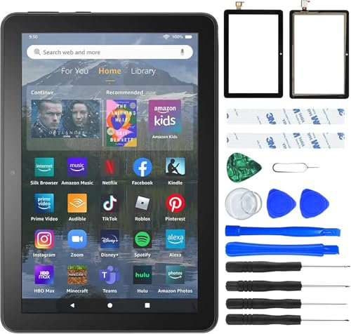 NB+ Screen Replacement for Amazon Kindle Fire HD8/HD8 Plus Tablet 10th Generation 2020 K72LL3 K72LL4 Digitizer Touchscreen with Repair Tool Kits(with adhesive tape)