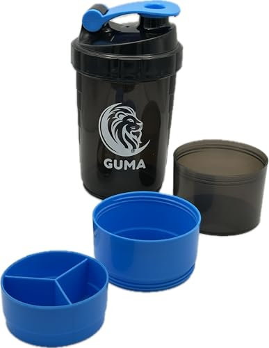 SHAKER DE PROTEINAS Y BEBIDAS ENERGETICAS PARA GIMNASIO.INCLUYE DIFERENTES COMPARTIMENTOS Y TAMIZ MEZCLADOR DE ACERO INOXIDABLE PARA MEZCLAS SIN GRUMOS. LA MEJOR BOTELLA PARA TU ENTRENAMIENTO (AZUL)