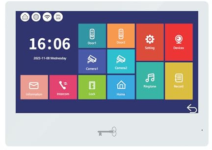 ANJIELO SMART Pantalla táctil de 10 Pulgadas para el Sistema de intercomunicación Visual de Aaprtment. (Blanco)