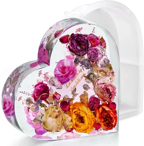 Grandi stampi in resina epossidica, stampo in silicone a forma di cuore, per un set principiante, conservazione dei fiori, regalo di anniversario fai da te