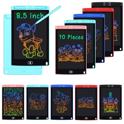 LCD Writing Tablet for Kids - 10 Pack 8.5 Inch Doodle Board Erasable Electronic Painting Drawing Pads Learning Toy Gifts for Christmas Birthday School Age 3-8 (Blue, Red, Green, Pink, Black)